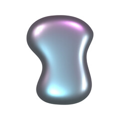 Chrome abstract vector shape in chrome y2k style on transparent background