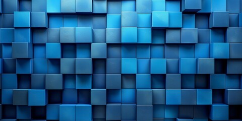 A blue wall made of blue cubes