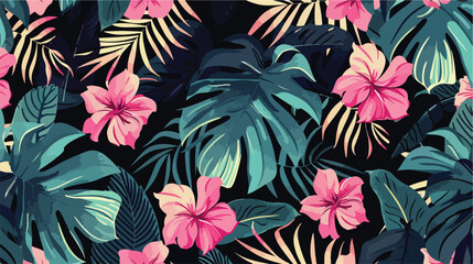 Trend colors summer seamless pattern with tropical pi