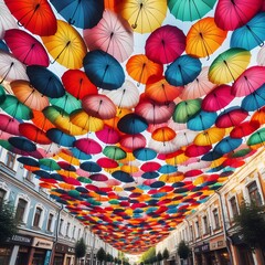 Fototapeta na wymiar Vibrant Abstract Colorful Umbrellas High Quality Images for Creative Projects