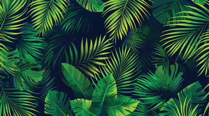 Fototapeta na wymiar Tropical seamless pattern with palm leaves. Seamless