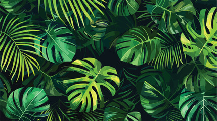 Fototapeta na wymiar Tropical seamless pattern with palm leaves. Seamless