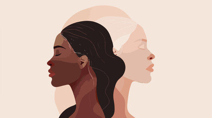 Two beautiful women with different skin colors stand