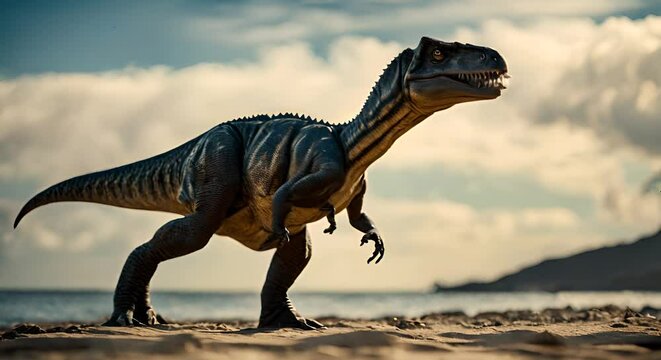 Dinosaur on the beach.