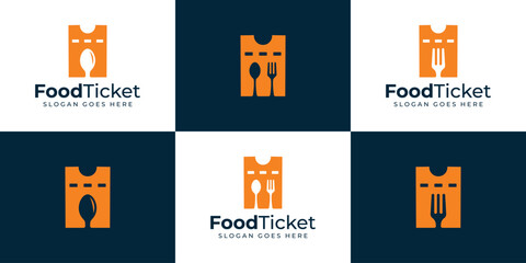 Creative Food ticket Logo. Logo Icon Symbol Vector Design Suitable For Food Business.