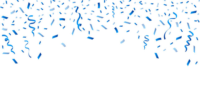 Blue confetti isolated on white background. Festive confetti decoration element. Vector illustration