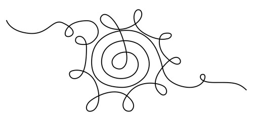 Illustration of the sun, continuous line. Rest. Vacation. Vector.
