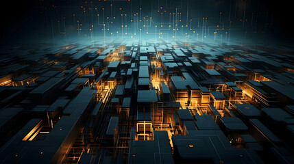 Obraz premium Technology abstract futuristic background with tiles