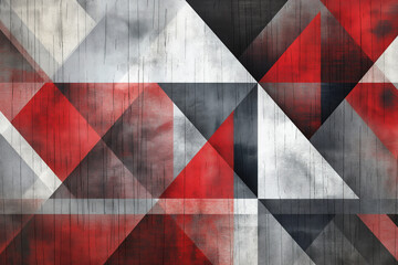 Abstract background with triangular geometric pattern in red, black and grey.