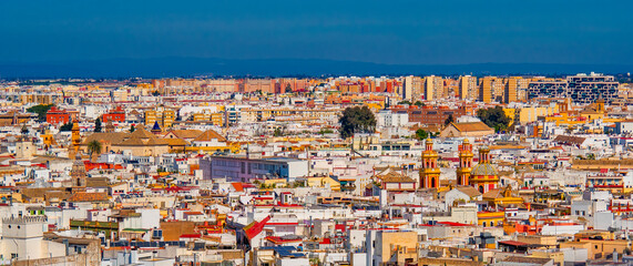 Seville Panoramic Cityview from Seville Cathedral, Sevilla, Andalucía, Spain, Europe