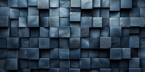A blue wall made of square blocks