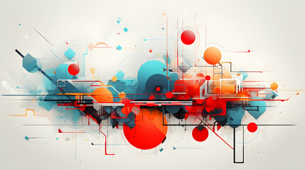 Modern Vibrant Tech Art with Geometric Structure