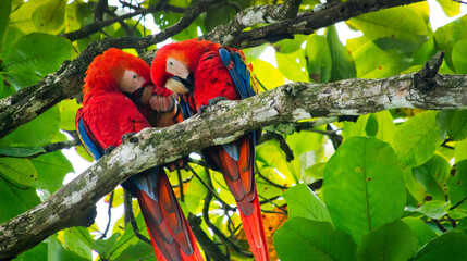 Scarlet Macaw, Lapa Roja, Ara macao, Corcovado National Park, Osa Conservation Area, Osa Peninsula,...