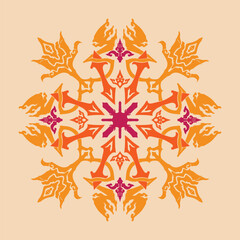 Flower seamless pattern orange tone and light orange background set 6 number 11