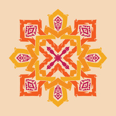 Flower seamless pattern orange tone and light orange background set 6 number 15