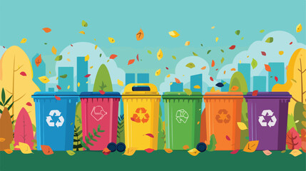 Waste sorting pattern with different colorful garbage