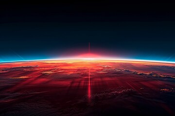 Sunrise Horizon from Space Perspective. Generative ai