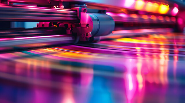 Large format printing machine in operation. Industry