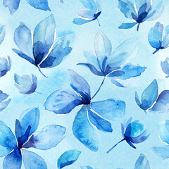Niebieskie namalowane kwiaty tło