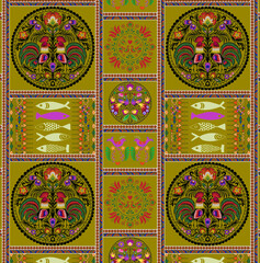 Textile digital design motif pattern decor hand made artwork frame gift card wallpaper women cloth ornament abstract border rug ethnic ikat etc new semi bold flower designs with geomatrical working