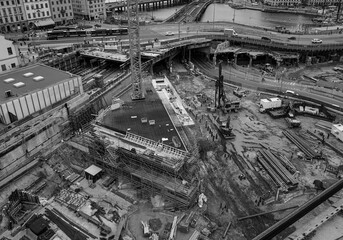Fototapeta premium High angle view of a construction site