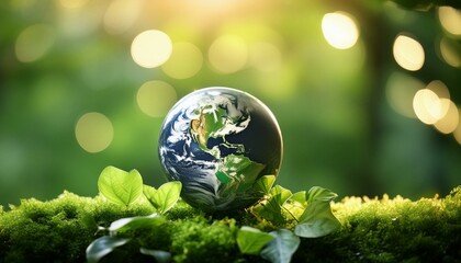 1. "Earth's Symphony: Bokeh Glow in Abstract Green harmony ,global, sphere, green, ecology, concept, water, tree, plant, ball