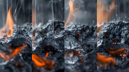 A series of sequential images showing the process of a piece of aerographite being heated and visually shrinking as it transitions into a denser heavier form.