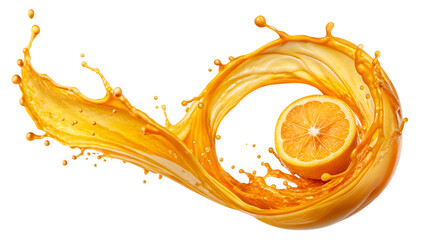 Liquid spiral splash orange juice