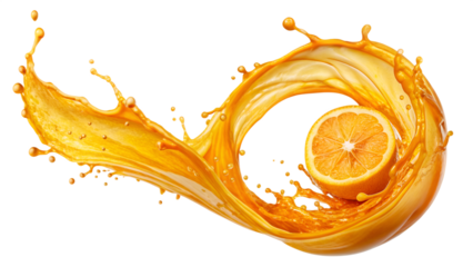 Liquid spiral splash orange juice