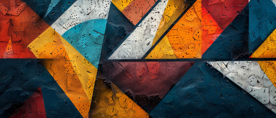 A modern graffiti artwork showcasing geometric patterns and sharp lines, embodying creativity and urban expression.