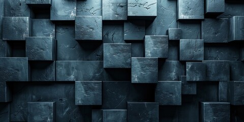 A wall made of gray blocks with a blue background