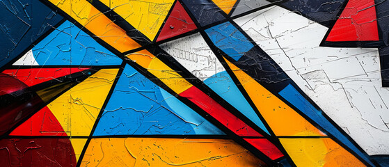 Fototapeta premium Exploring the intersection of graffiti and geometry through modern artwork, highlighting intricate patterns and sharp lines in urban settings.