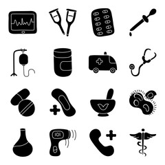 Set of Medical Solid Icons 

