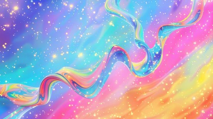 Colorful background with twisting ribbons and sparkles