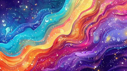 Colorful background with swaying seaweed and glittering galaxies