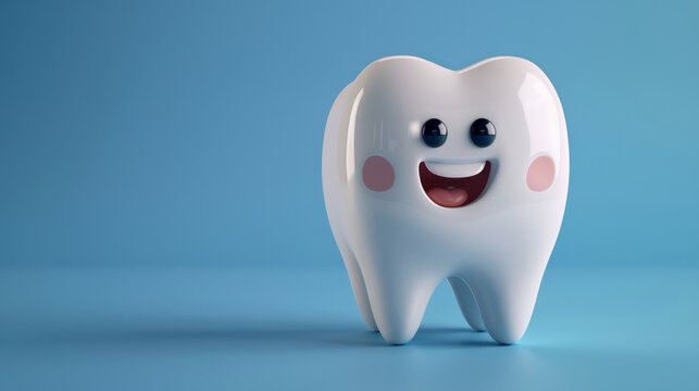 A cheerful cartoon molar tooth showcasing dental health and positivity.