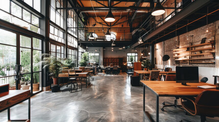 A large open room filled with numerous tables and chairs arranged neatly, creating a functional and inviting space for gatherings and events