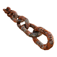 Obraz premium Rusted metal chain isolated on transparent background