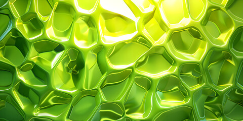 Close-up of green surface with wavy lines. Futuristic liquid three dimensional textured background.