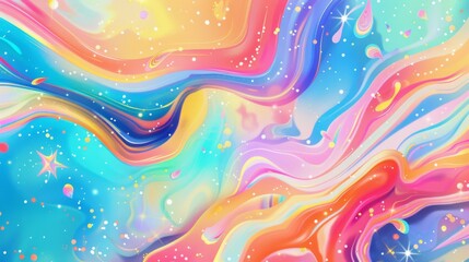 Colorful background with swirling patterns and starbursts