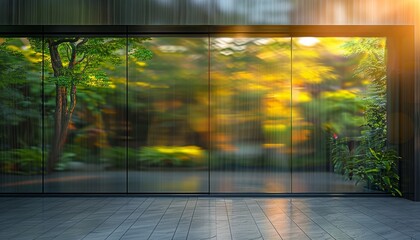 Blurred glass wall of modern office building in business center for corporate concept background