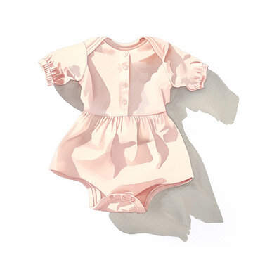 Watercolor illustration of baby clothes on white background