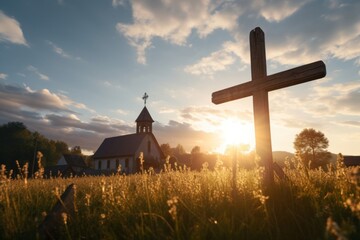 Church Steeple Cross cross outdoors cemetery.