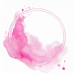 Różowa okrągła ramka dekoracyjna namalowana - obrazy, fototapety, plakaty