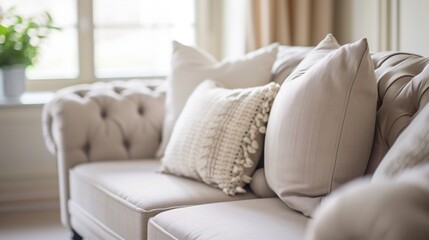 Fototapeta na wymiar Choose furniture with neutral upholstery to create a serene atmosphere.