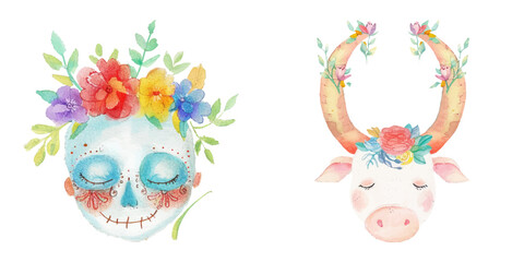 Naklejka premium colorfull tattoo template watercolor vector illustration