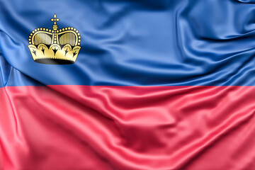 Ruffled Flag of Liechtenstein. 3D Rendering - 796530137