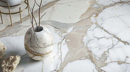 Subtle hues blend seamlessly across the surface of finely crafted marble. - obrazy, fototapety, plakaty