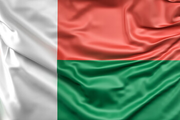 Ruffled Flag of Madagascar. 3D Rendering - 796530196