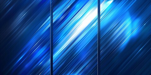 Abstract blue background with diagonal lines depicting dynamic technology in triptych form - obrazy, fototapety, plakaty